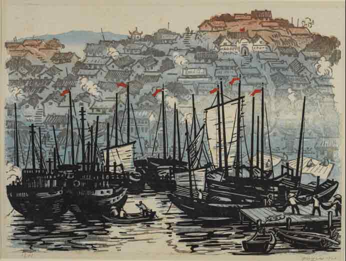 Yang Xianrang  杨先让  -  Fish Village  -  Painting