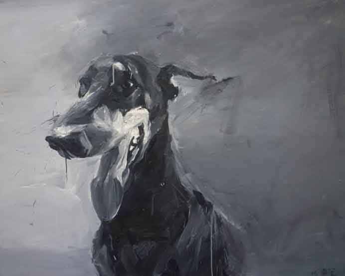 Pan Deng  潘登   -  Doberman  -  Oil on canvas 120 x 150 cm  -  2008 